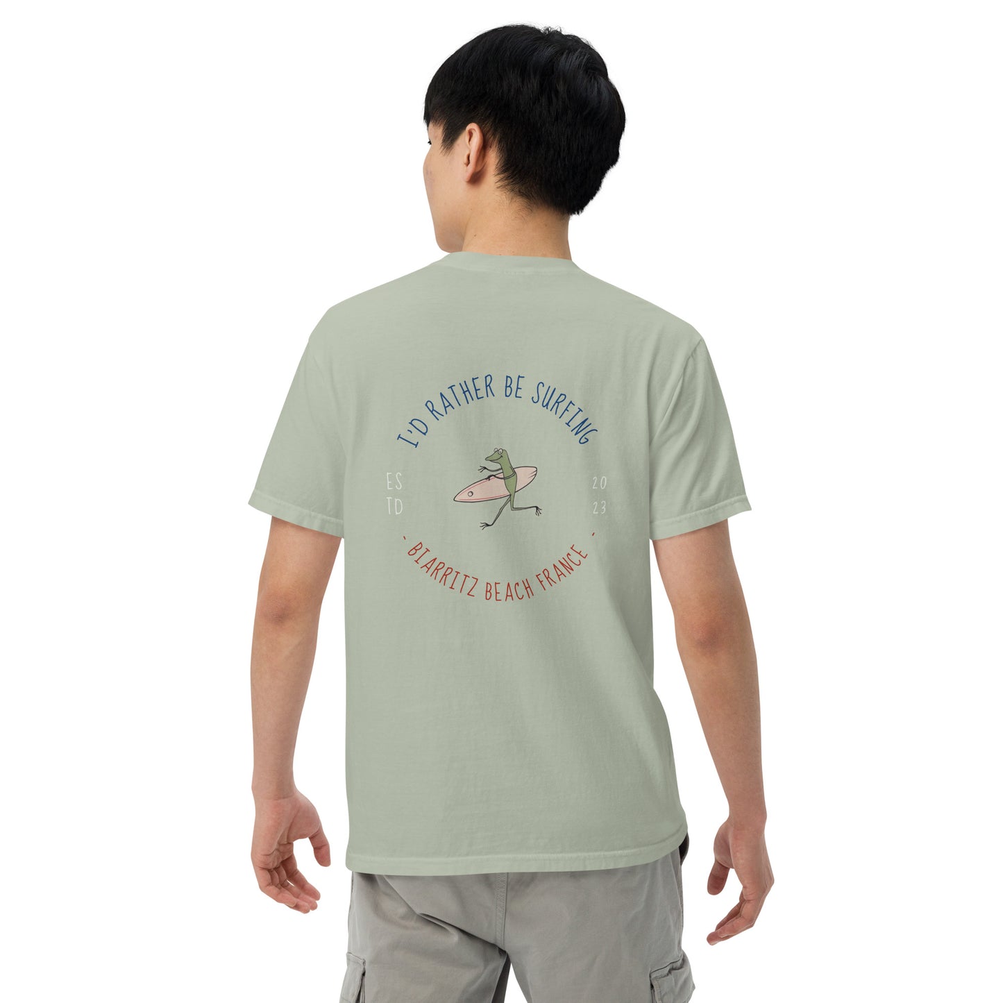 I'd Rather Be Surfing Biarritz men garment-dyed heavyweight t-shirt - Jhonnybgoods