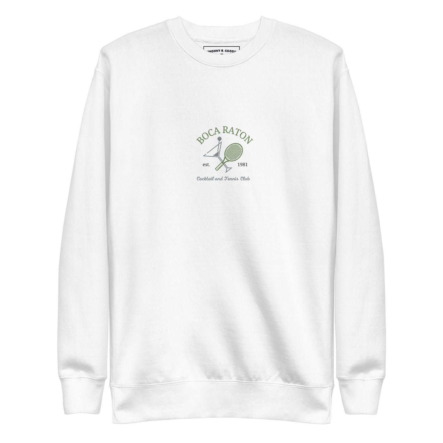 Boca Raton Cocktails & tennis Club Embroiderd men Premium Sweatshirt - Jhonnybgoods
