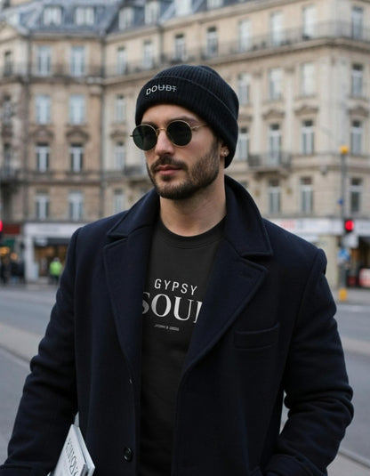 “DOUBT” Waffle Knit Beanie |  Embroidered Honeycomb Winter Hat