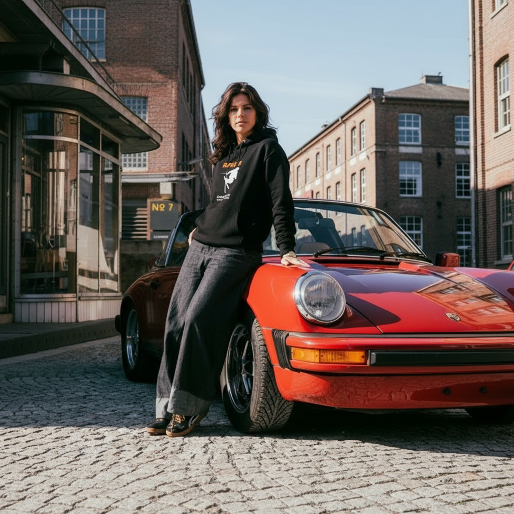 woman wearing black jbg hoodie