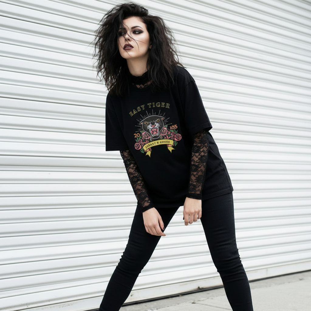 Easy Tiger Women’s Premium T-Shirt | Vintage Moto Graphic Tee | Road Rebels Collection