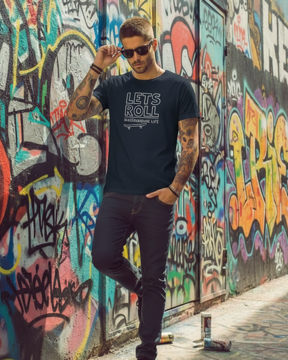 Man standing in front of a graffiti-covered wall