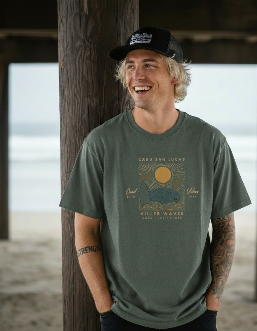 Cabu San Lucas Heavyweight T-Shirt for Men | Vintage-Washed Premium Cotton Tee