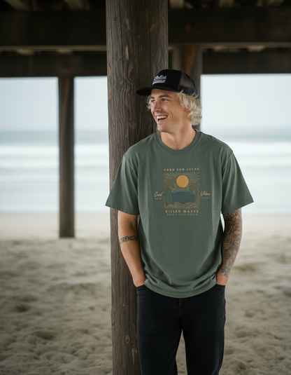 Cabu San Lucas Heavyweight T-Shirt for Men | Vintage-Washed Premium Cotton Tee