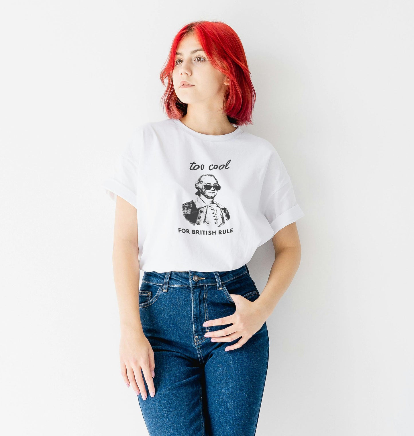 Too Cool For British Rule women's t-shirt