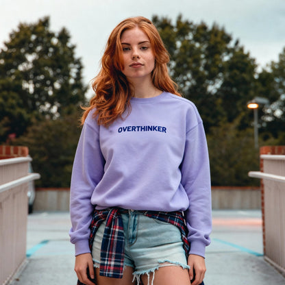 Overthinker - Women's embroidered vintage washed sweatshirt