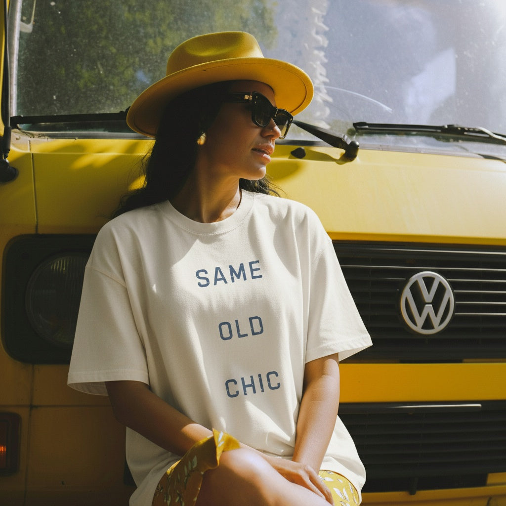 Same Old Chic - Embroidered Oversized faded t-shirt