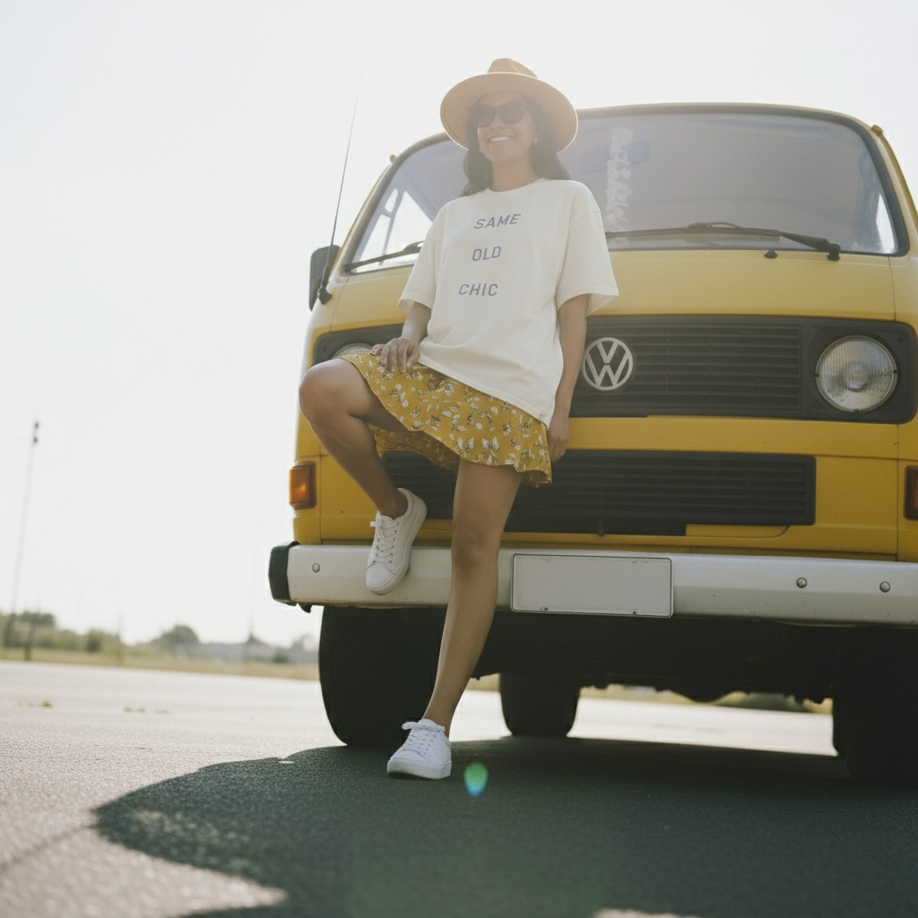 Same Old Chic - Embroidered Oversized faded t-shirt