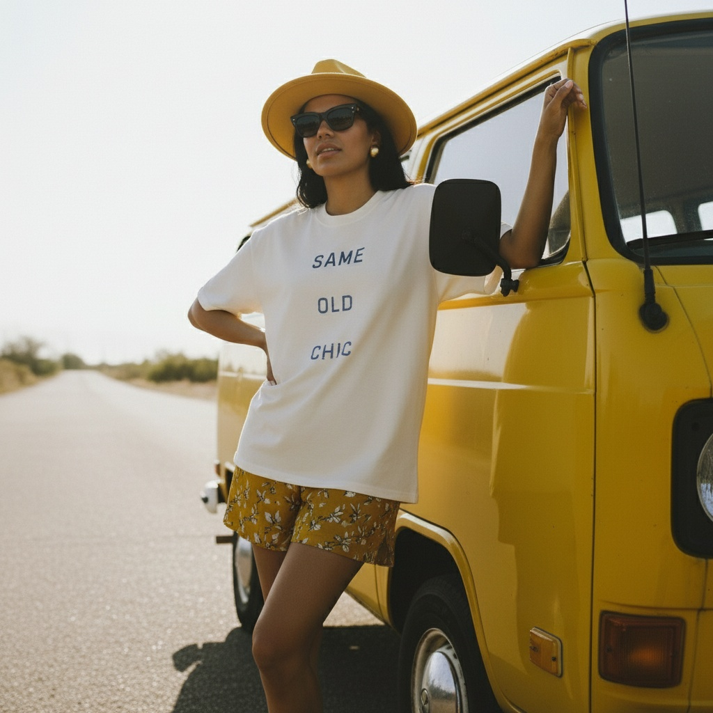 Same Old Chic - Embroidered Oversized faded t-shirt