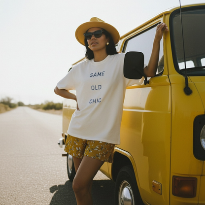 Same Old Chic - Embroidered Oversized faded t-shirt