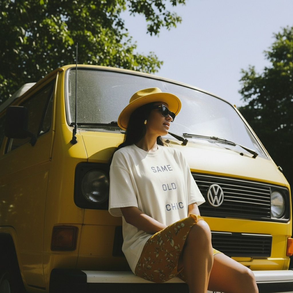 Same Old Chic - Embroidered Oversized faded t-shirt