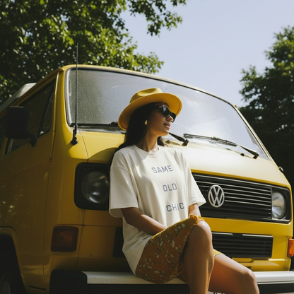 Same Old Chic - Embroidered Oversized faded t-shirt