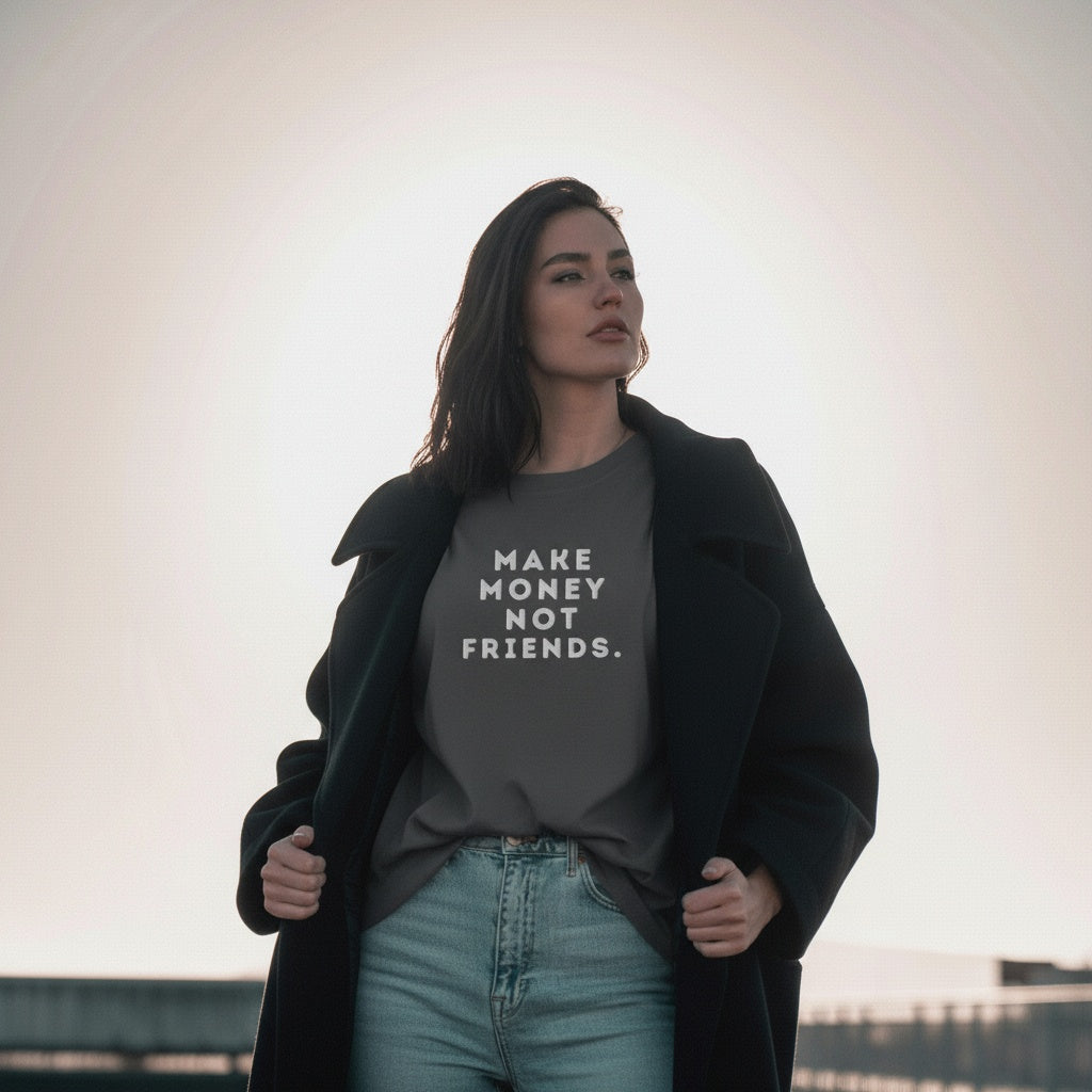 Make Money Not Friends Oversized faded t-shirt - Jhonnybgoods