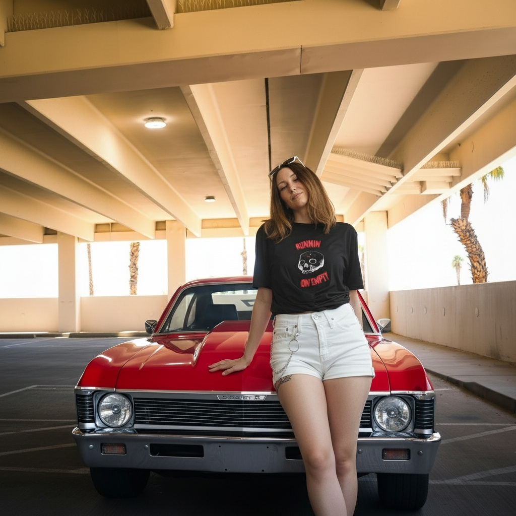 Runnin on empty women's garment-dyed heavyweight t-shirt - Jhonnybgoods