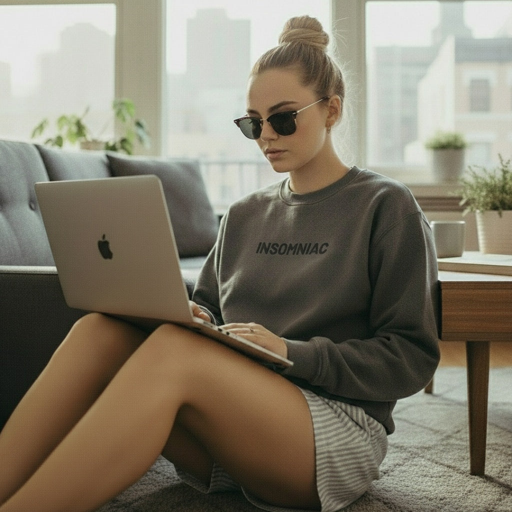 Insomniac - Women's embroidered garment-dyed sweatshirt