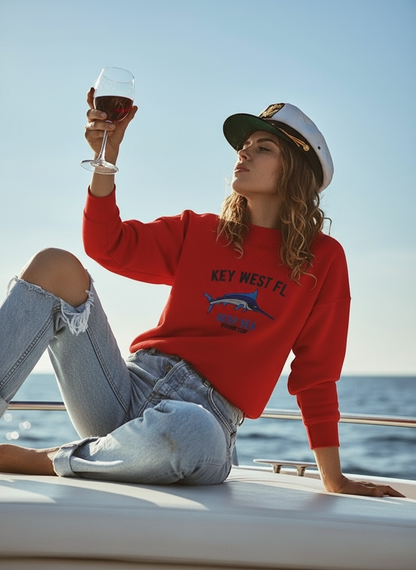 Key West Deep Sea Fishing - Womens Embroidered Sweatshirt