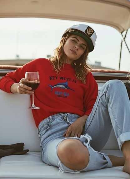 Key West Deep Sea Fishing - Womens Embroidered Sweatshirt
