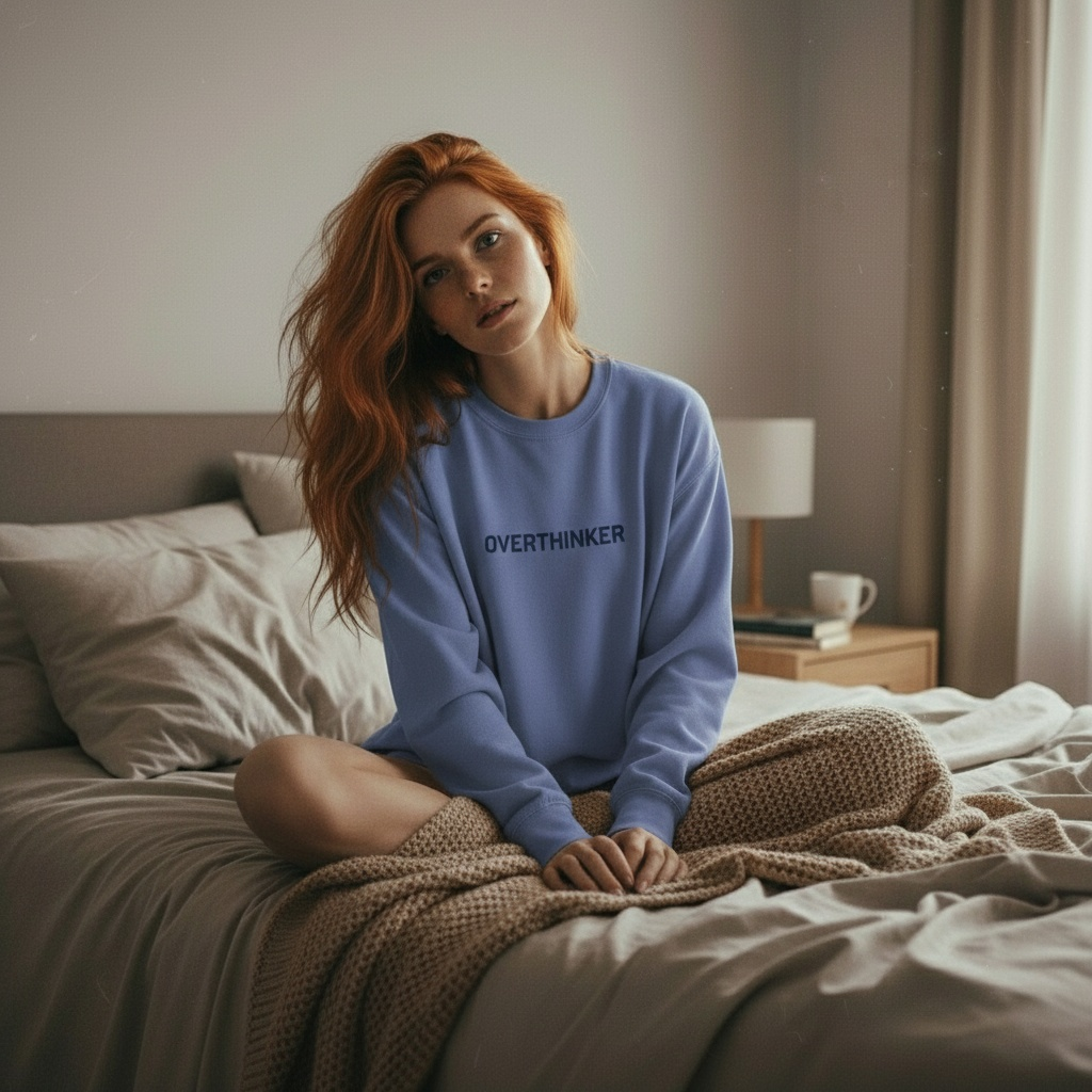 Overthinker - Women's embroidered vintage washed sweatshirt