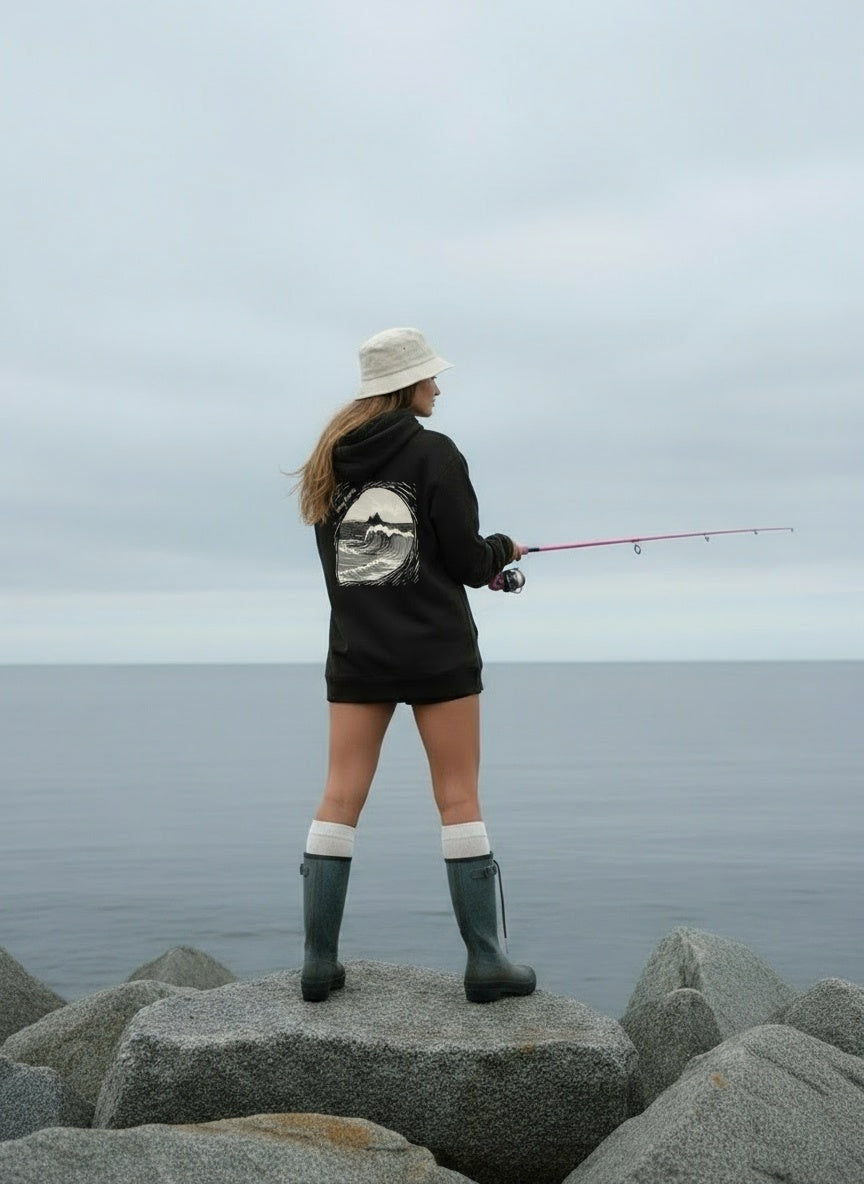 Pacific Waves - Women's Embroidered soft Surf hoodie