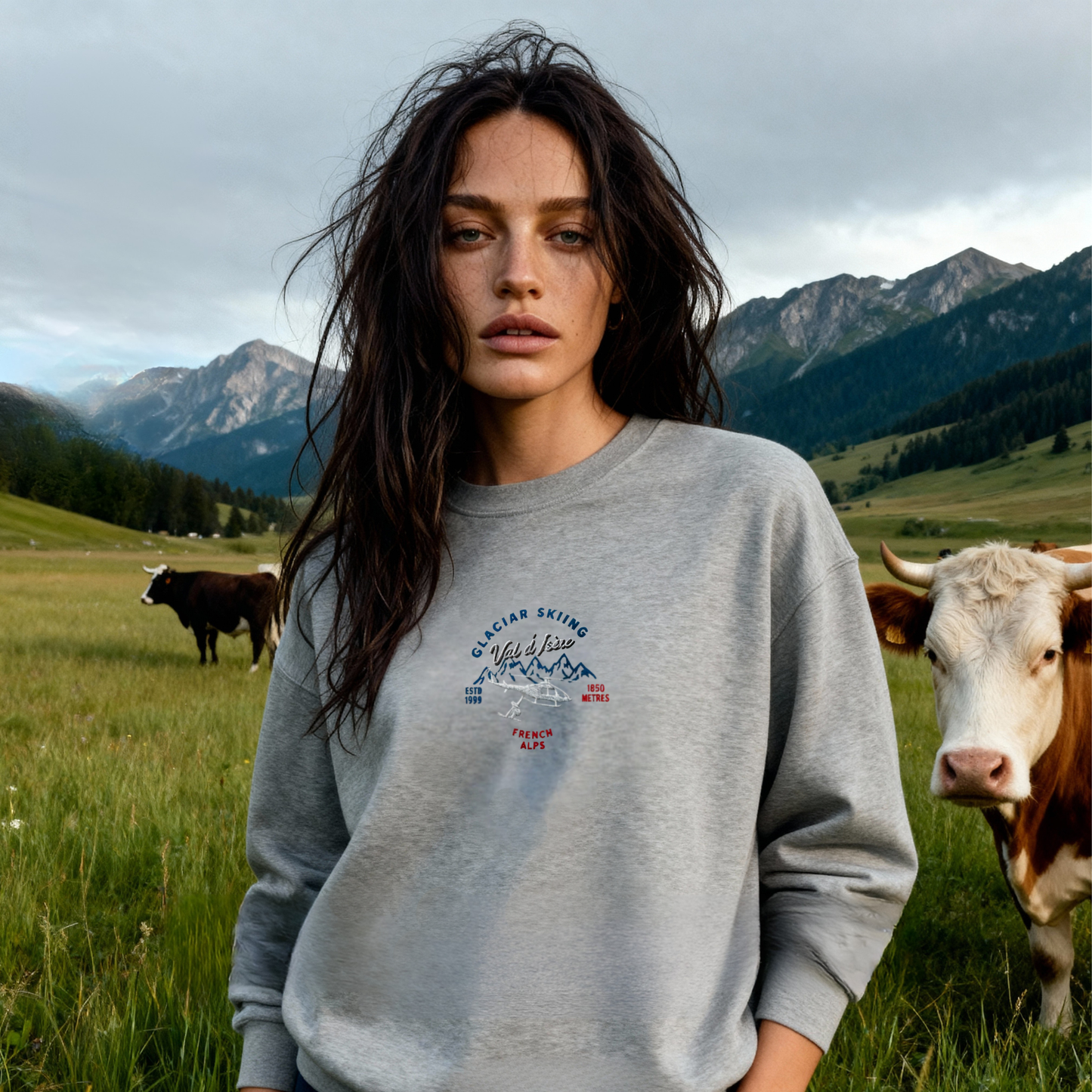 Val D'isere Glacier Skiing Embroidered women's Premium Sweatshirt - Jhonnybgoods