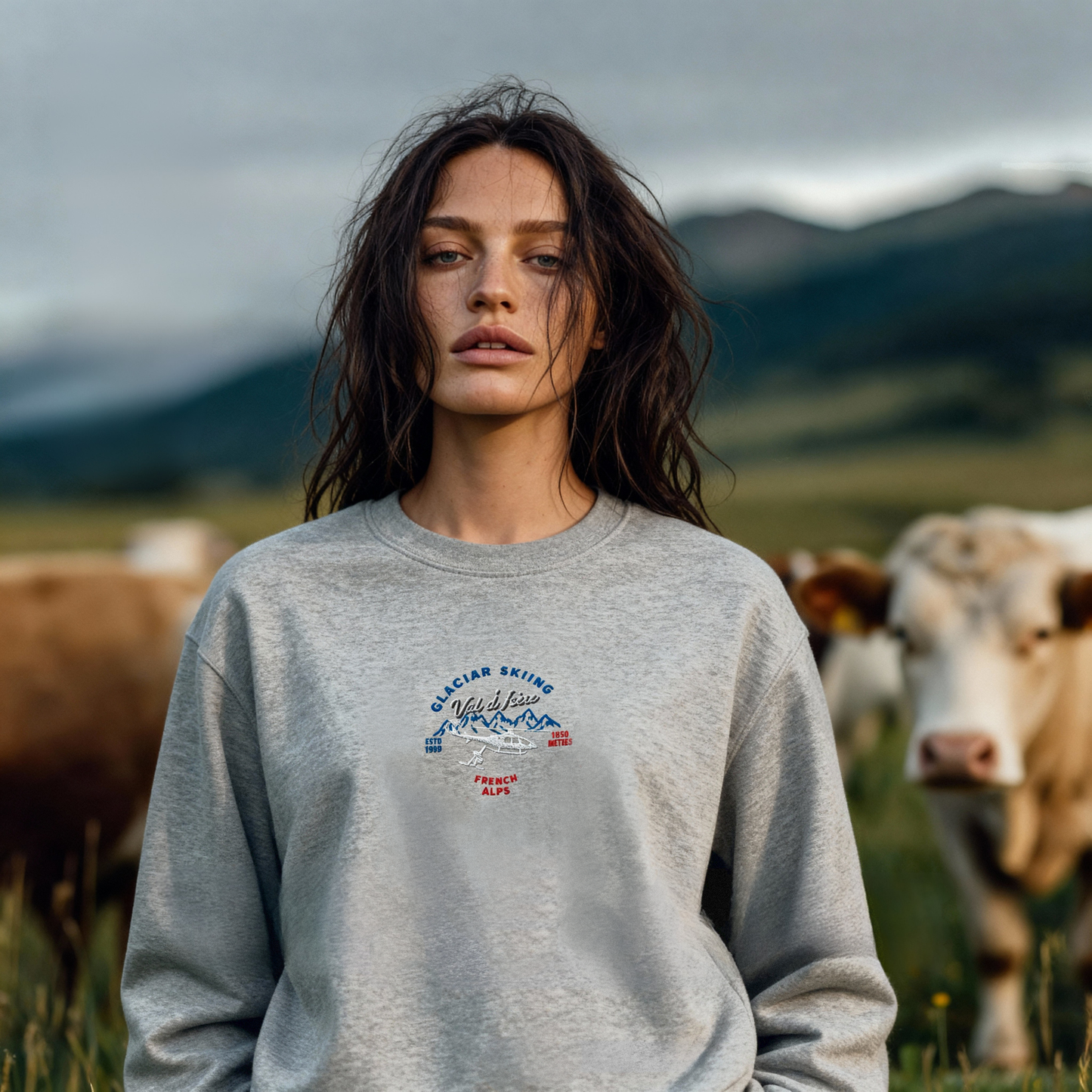 Val D'isere Glacier Skiing Embroidered women's Premium Sweatshirt - Jhonnybgoods