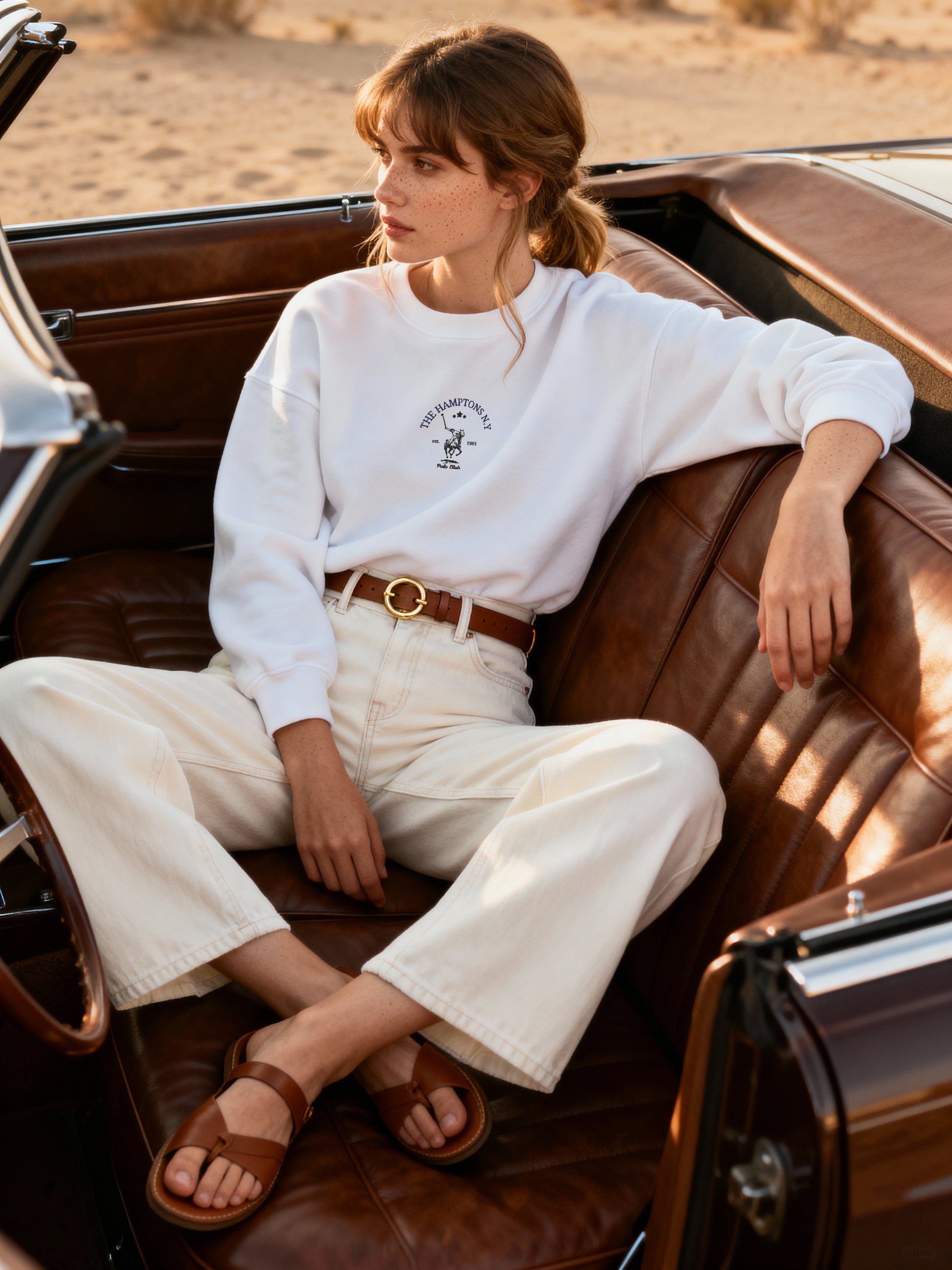 The Hamptons New York Polo Club Crewneck Sweatshirt – embroidered logo, ribbed crew neck, soft fleece interior, luxury cotton blend