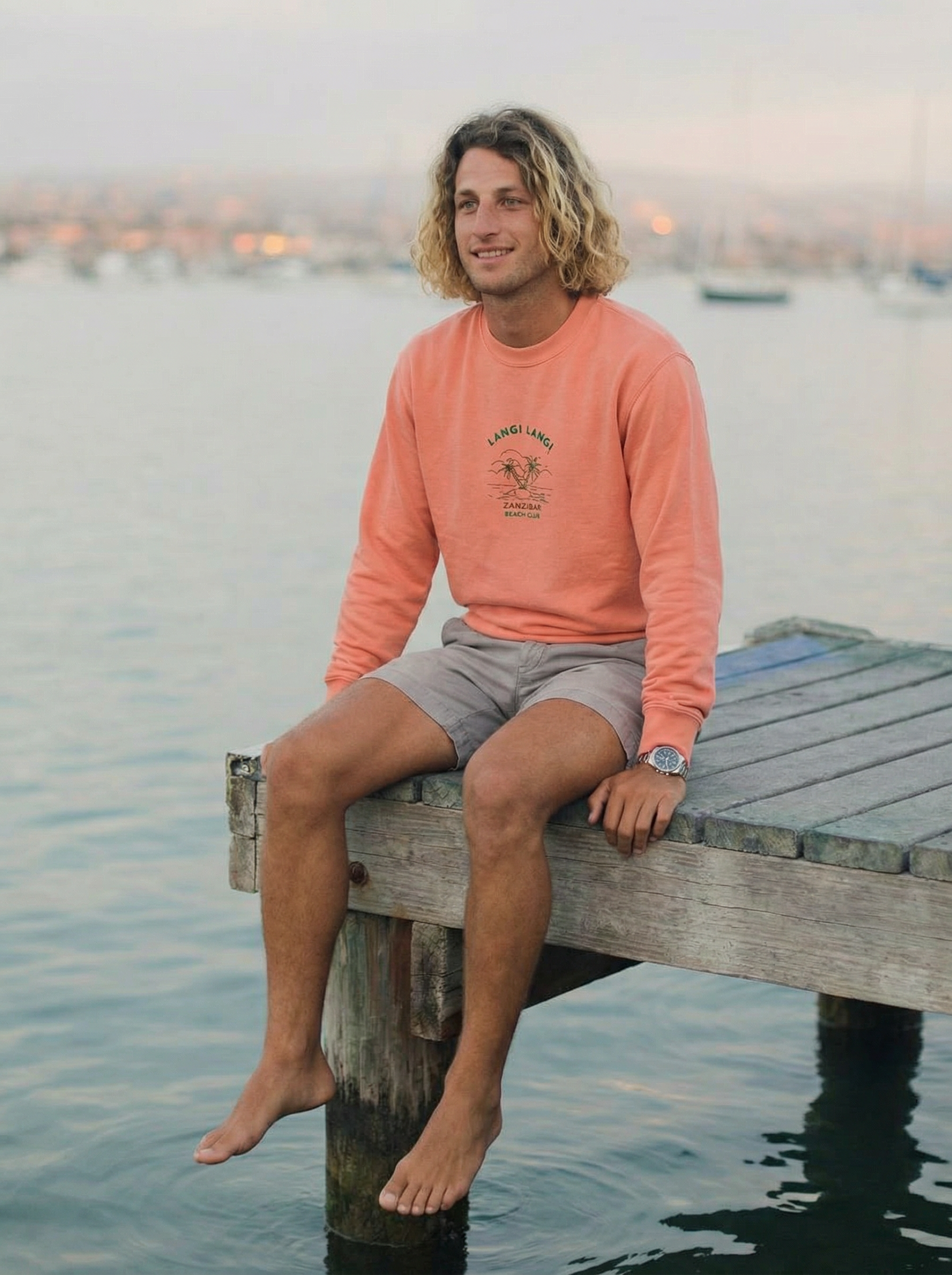 Langi Langi Zanzibar Beach Club Embroidered men Premium Sweatshirt - Jhonnybgoods