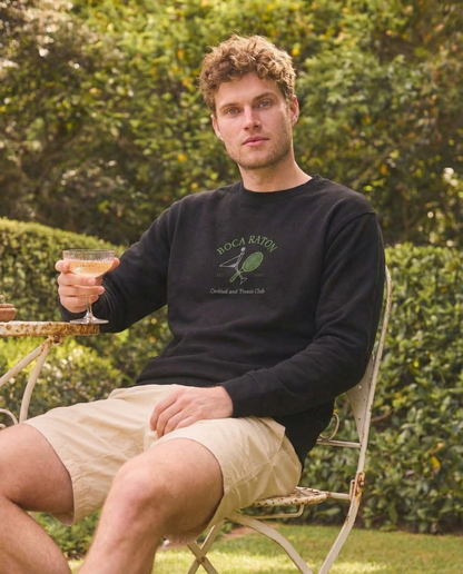 Boca Raton Cocktails & tennis Club Embroiderd men Premium Sweatshirt - Jhonnybgoods