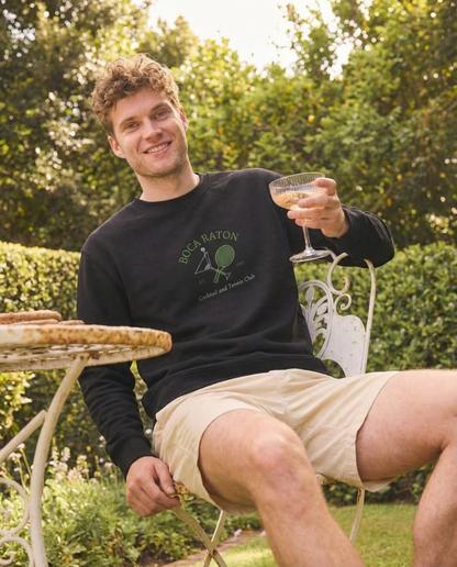 Boca Raton Cocktails & tennis Club Embroiderd men Premium Sweatshirt - Jhonnybgoods