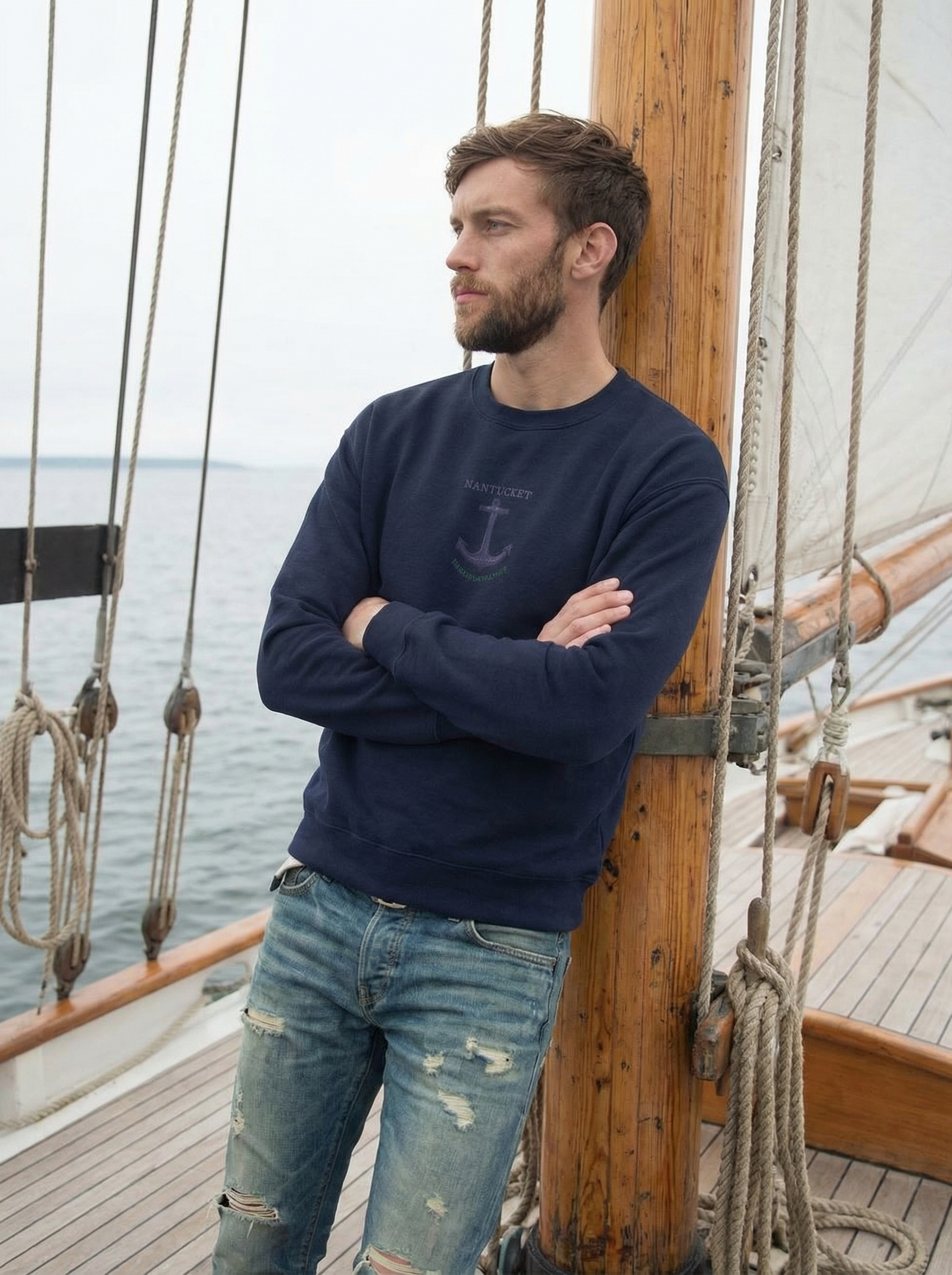 Nantucket Yacht Club Embroidered men Sweatshirt - Jhonnybgoods