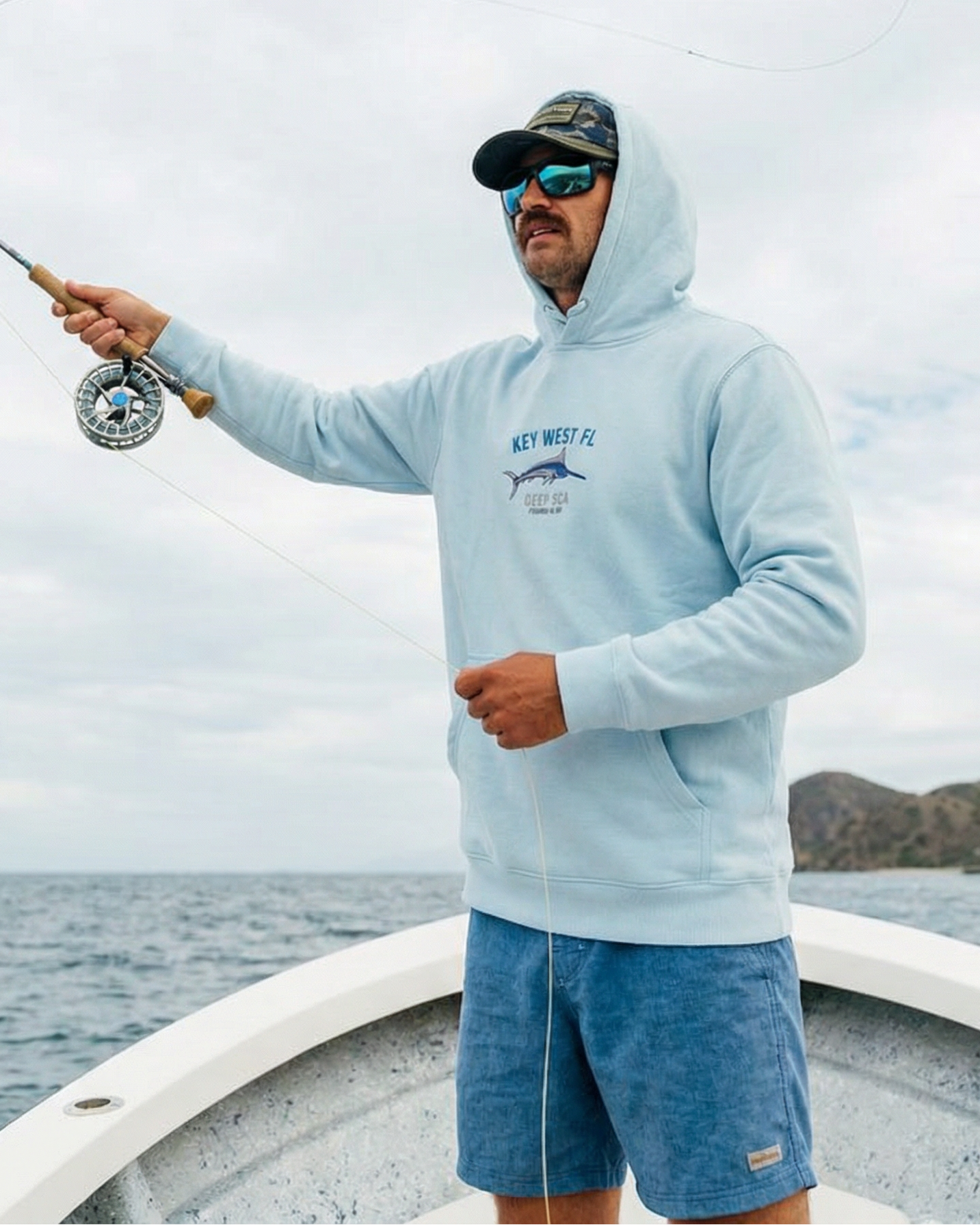Key West Deep Sea – Men’s Fishing Embroidered Hoodie - Jhonnybgoods