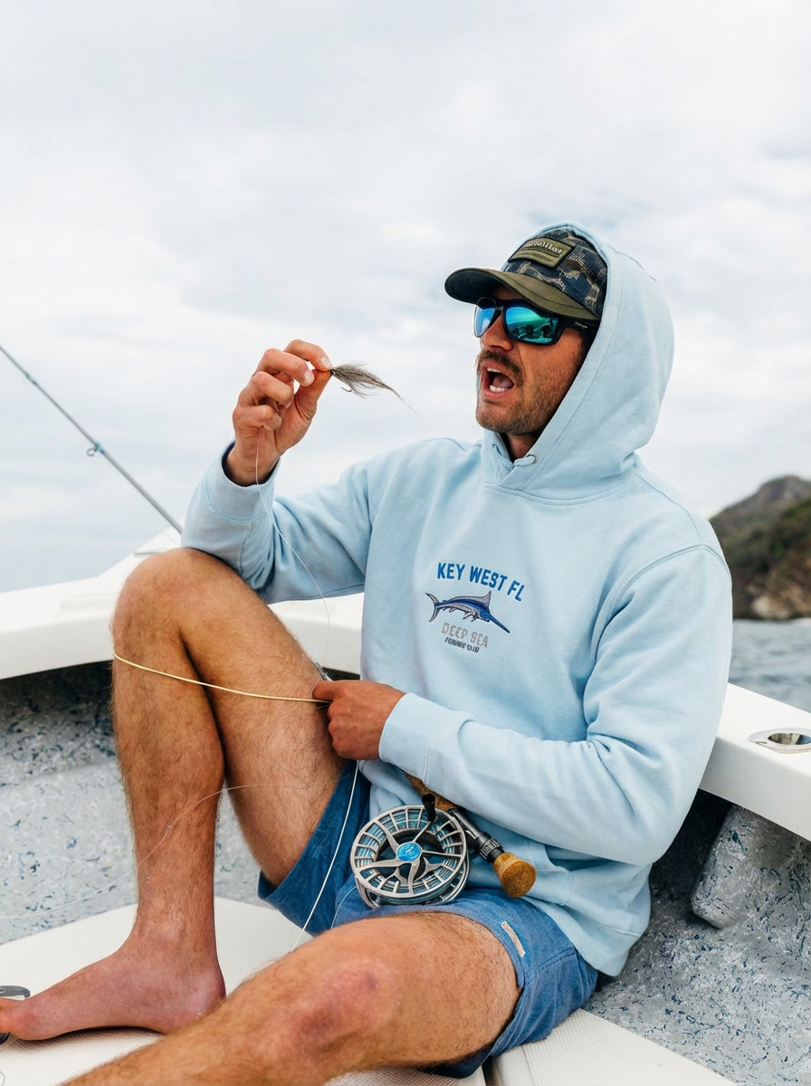 Key West Deep Sea – Men’s Fishing Embroidered Hoodie - Jhonnybgoods