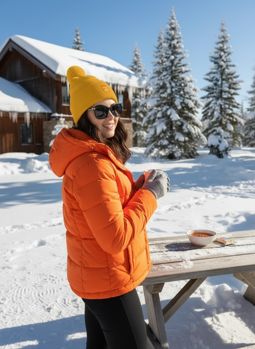 Lucky Duck Embroidered Pom-Pom Beanie | Cozy Winter Knit Hat