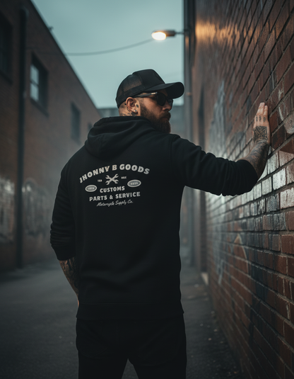 Parts & Service Men’s Embroidered Fleece Zip-Up Hoodie – Premium Cotton Blend - Jhonnybgoods