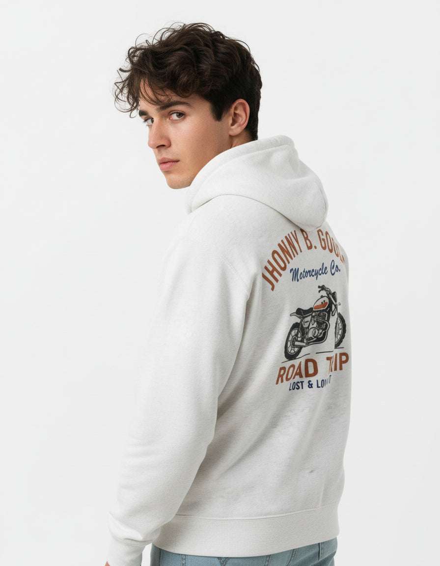 Jhonny B Goods Road Trip Men’s Premium Full Zip Hoodie – Soft, Warm, Recycled Cotton Blend