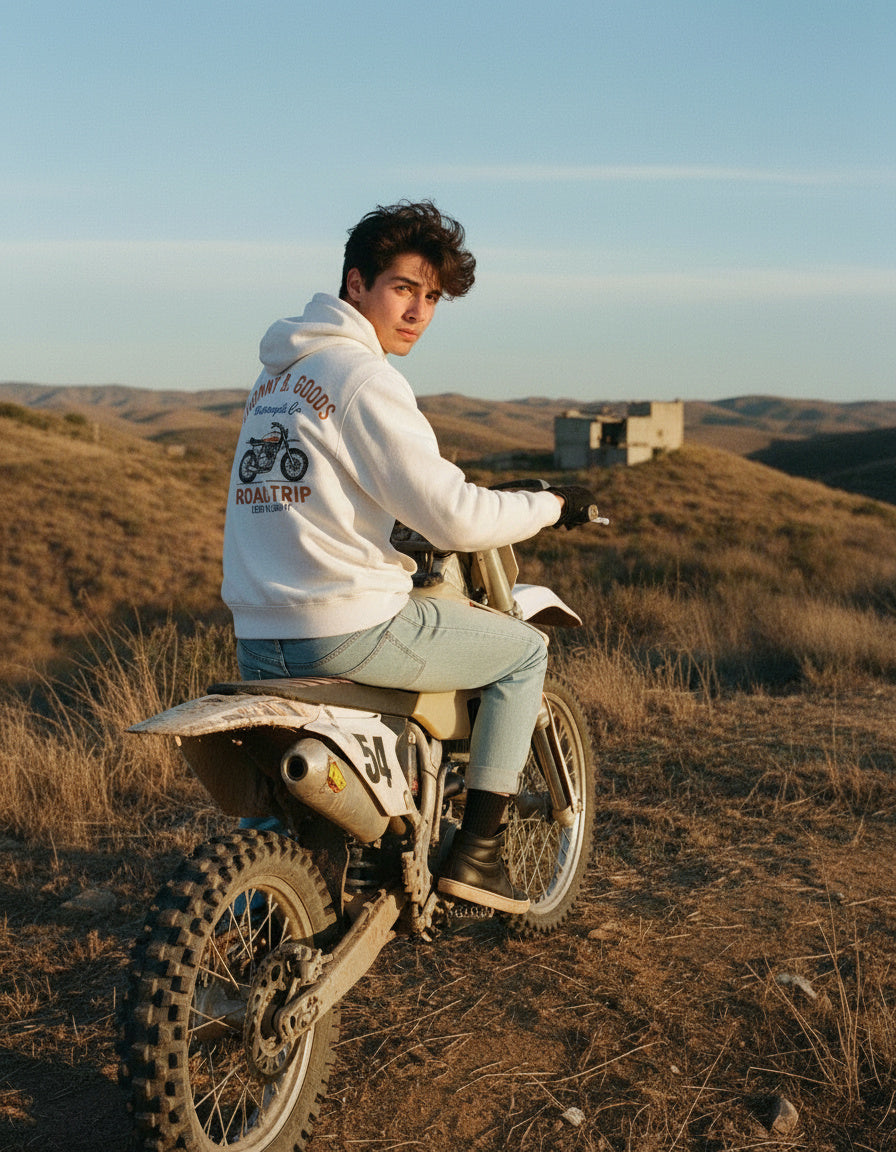 Jhonny B Goods Road Trip Men’s Premium Full Zip Hoodie – Soft, Warm, Recycled Cotton Blend