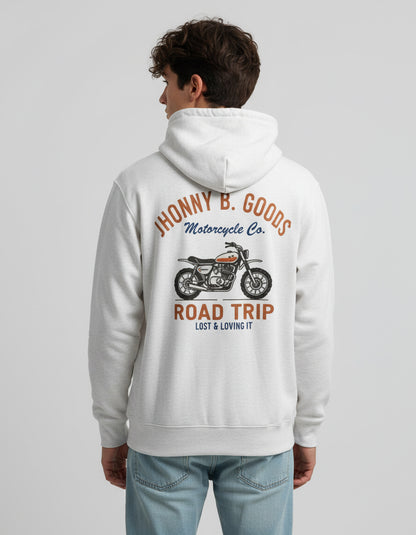 Jhonny B Goods Road Trip Men’s Premium Full Zip Hoodie – Soft, Warm, Recycled Cotton Blend