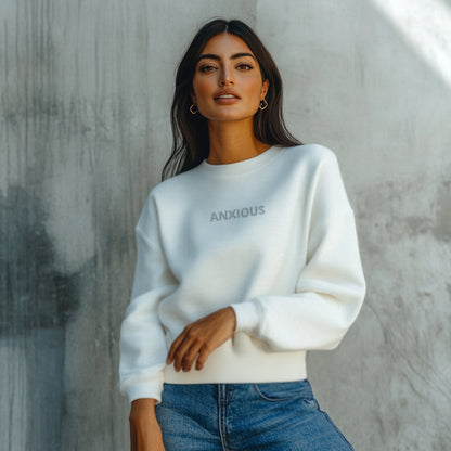 White hoodie with a text in front