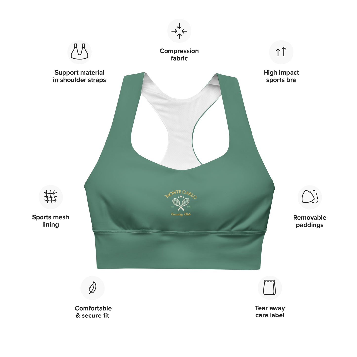 Monte Carlo Tennis Club Longline sports bra