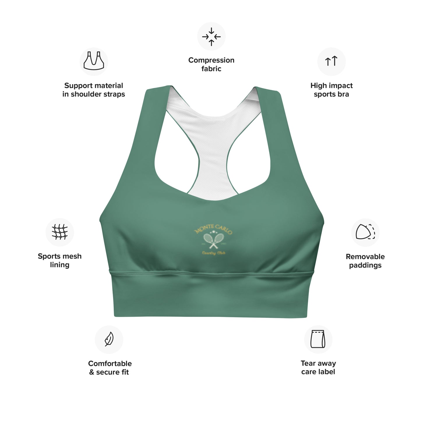 Monte Carlo Tennis Club Longline sports bra