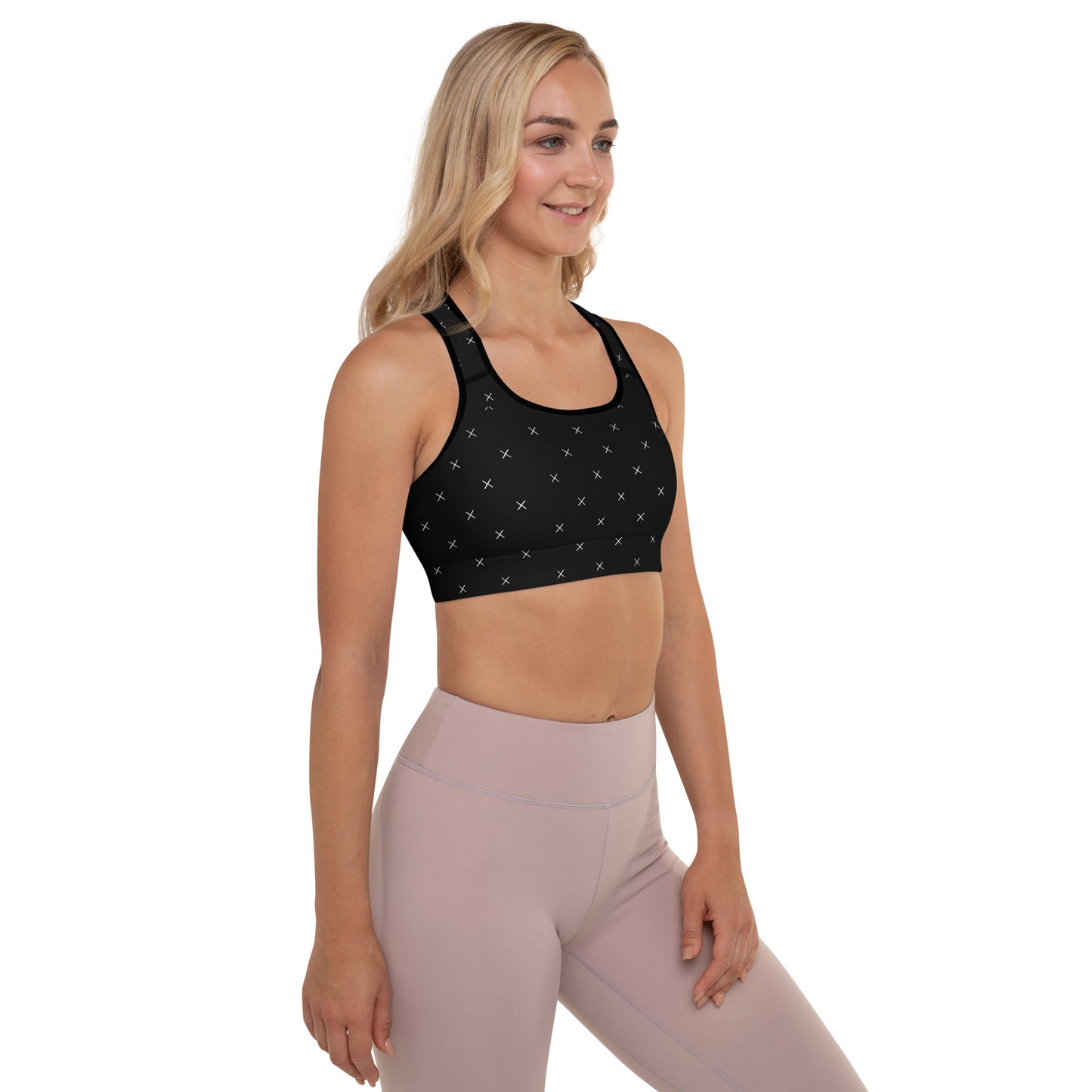 X Pattern Padded Sports Bra