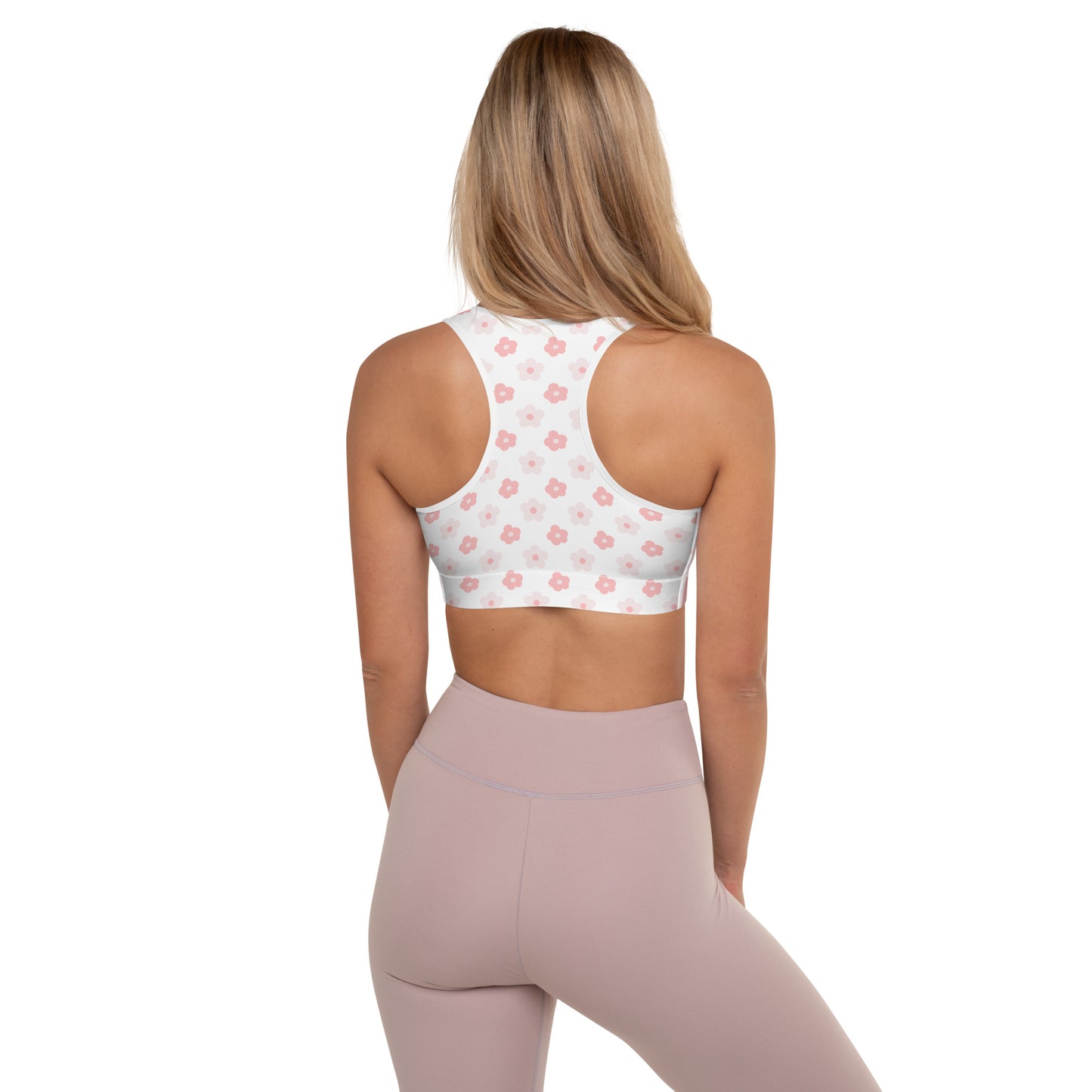 Flower Pink Padded Sports Bra