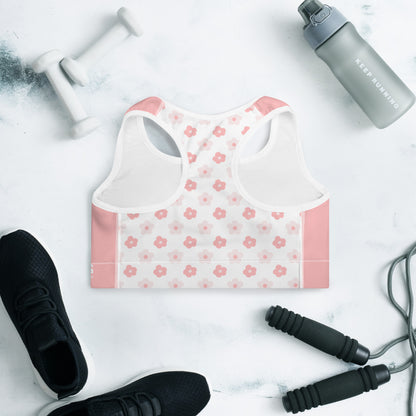 Flower Pink Padded Sports Bra