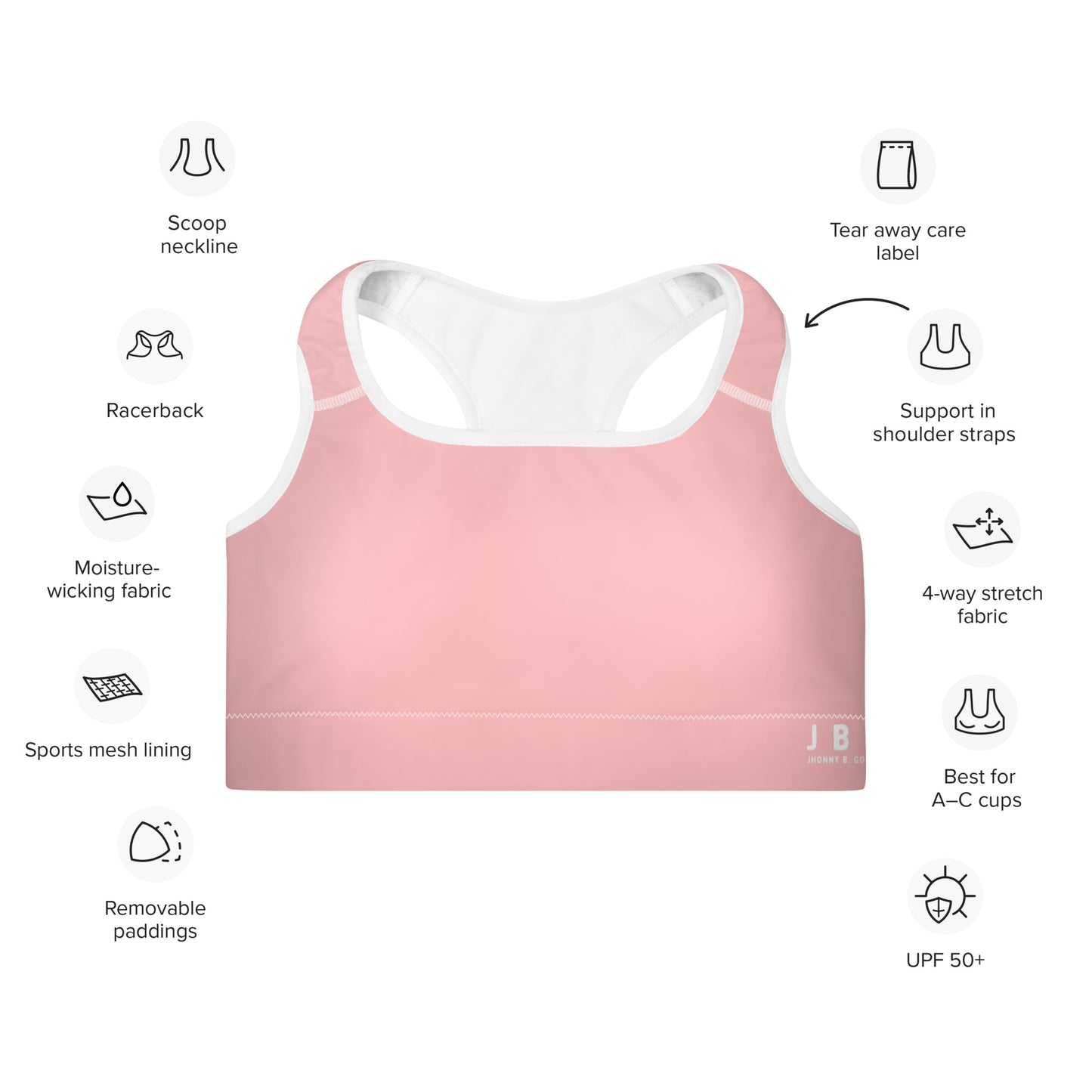 Flower Pink Padded Sports Bra