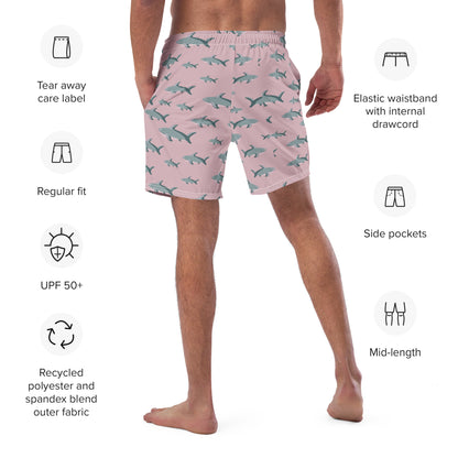 Men's Pink Sharks swim trunks