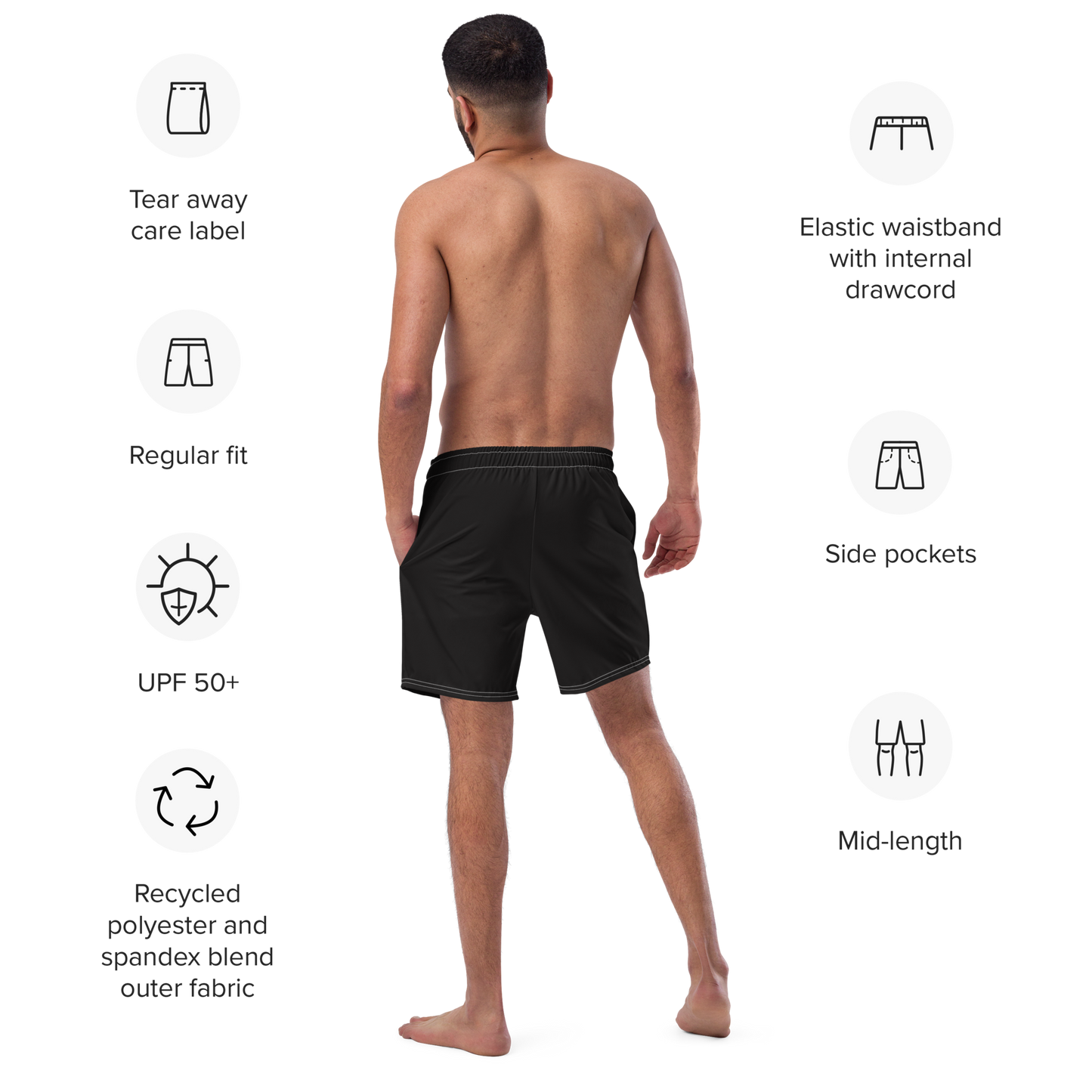 Men's Black Classic swim trunks