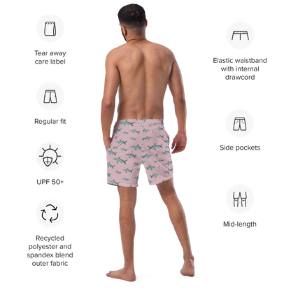 Men's Pink Sharks swim trunks