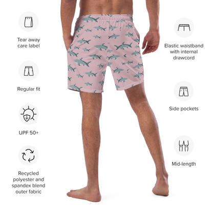 Men's Pink Sharks swim trunks