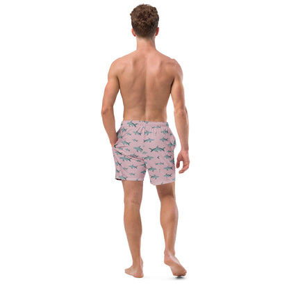 Men's Pink Sharks Swim Trunks