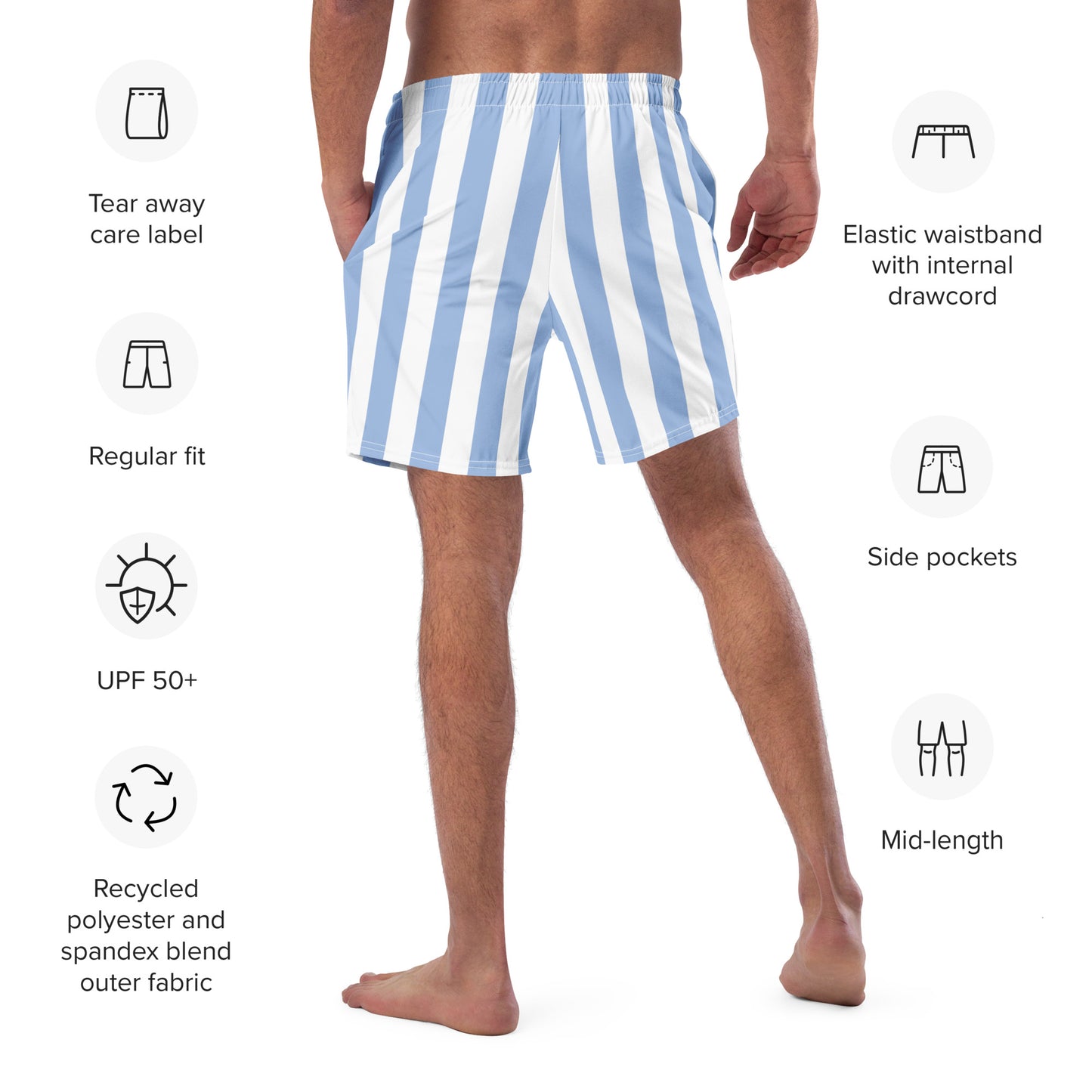 Men's Light Blue Stripes swim trunks